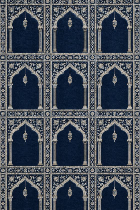 Moscheeteppich mit Einzelplatz-Muster (Seccade) in Saphirblau